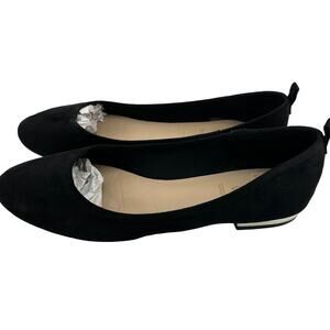 ALDO Ballet Black Suede Leather Metallic Heel Flats - Size 10M